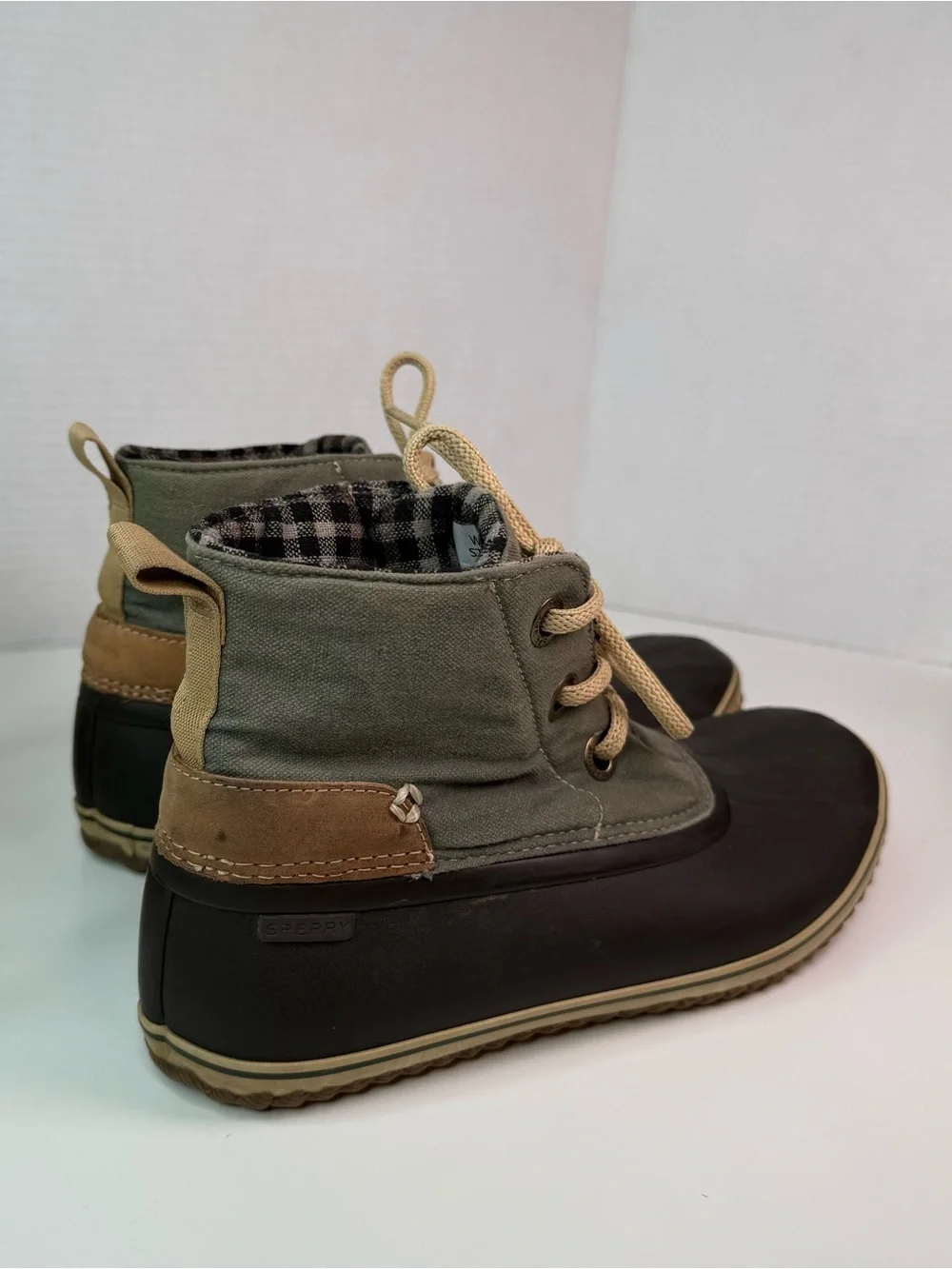 Sperry Top-Sider Schooner 3-Eye Duck Boot Women's Size 11M Rubber Wool Plaid
